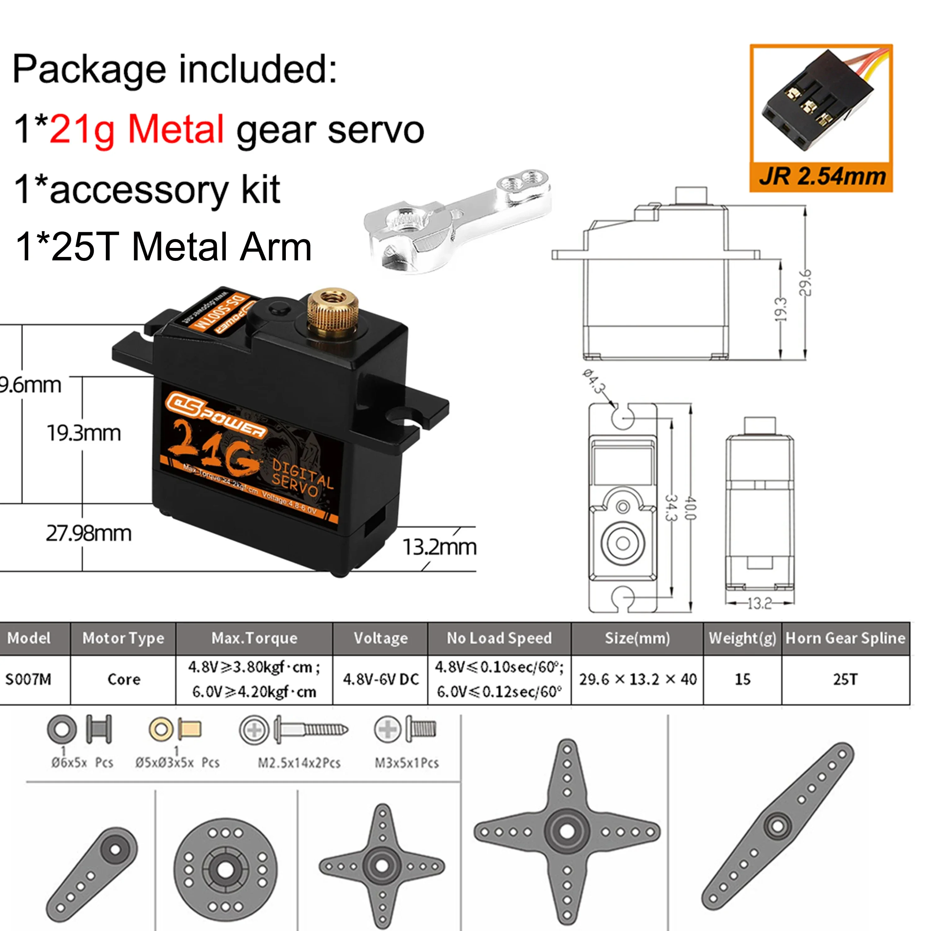 DSpower Coreless borstelloze motor Metal Gear 17g 21g 2kg 6kg 15kg 20kg 24kg 25kg 30kg 35kg digitale servo voor 1/8 1/10 1/14 RC auto