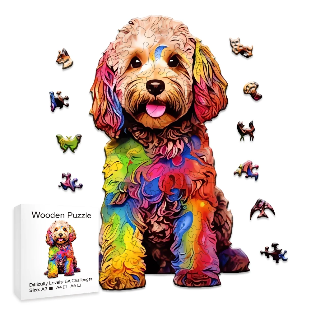 Animal Shaped Wooden Puzzles for Adults – A3 Jigsaw Puzzle with Unique Shapes – Family Games for Kids and Adults