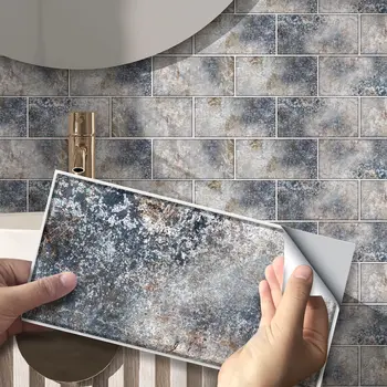 핑크 노란색 녹색 벽돌 타일 스티커, 주방 욕실 벽지, 방수 껍질 및 스틱 DIY 벽 스티커, 홈 데코, 9 개, 27 개, 54 개 