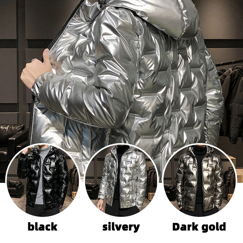 Lightweight Down Jackets Men Hooded Quilted Coat Winter Warm Down Coats Thermal Glossy Light Puffer Outwear Coat M204