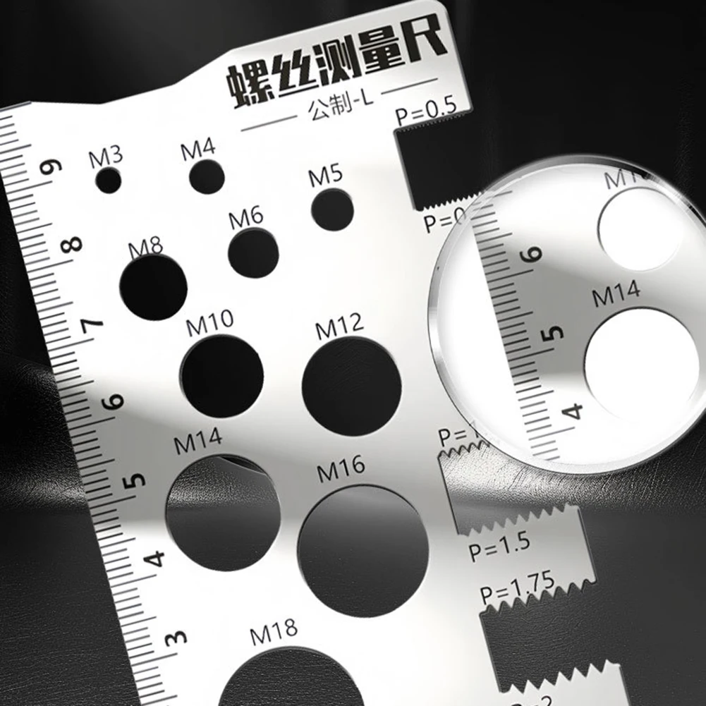For Screw Measurement Screw Measuring Tool For Precise Measurements Stainless Steel Measuring Ruler Portable Size