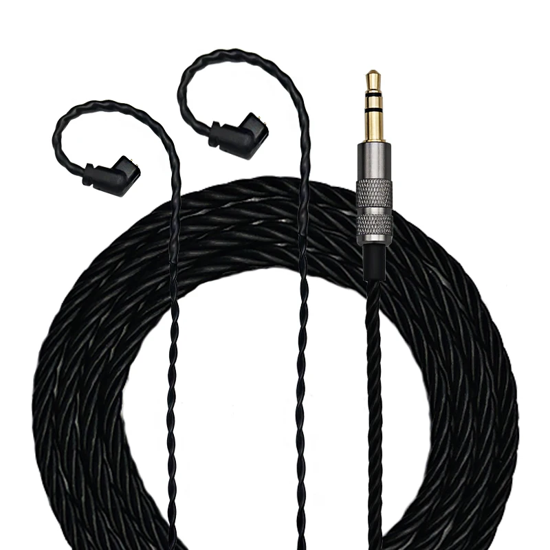 4-strand Smooth PVC Pure Copper Twisted Headphone Wire With 3.5MM Straight Jack QDC Interface MP3 HIFI Earphone Audio Cable Cord