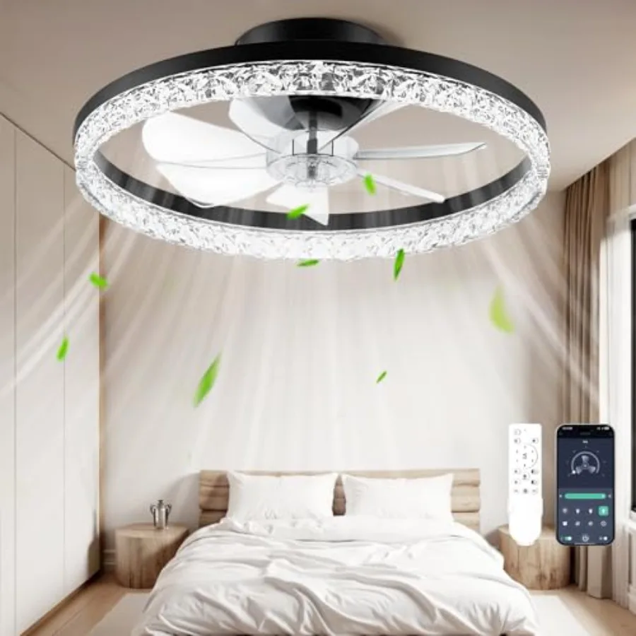 

Потолочный вентилятор с подсветкой и пультом ДУ, 20 дюймов, современный, низкопрофильный, складной, с плавной регулировкой цветовой температуры