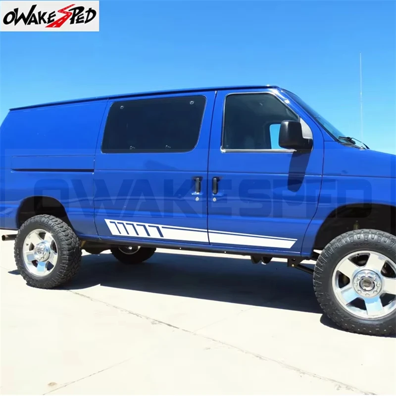 

Car Sport Styling Auto Body Side Skirt Stickers Film For-Ford E350 Racing Stripes Door Vinyl Decals Exterior Tuning Accessories