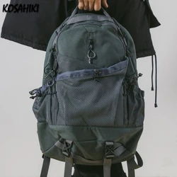 High-capacity Casual Grunge Men Backpack Vintage Y2k Aesthetic Streetwear Backpacks Casual All Match Trendy Drawstring Rucksacks