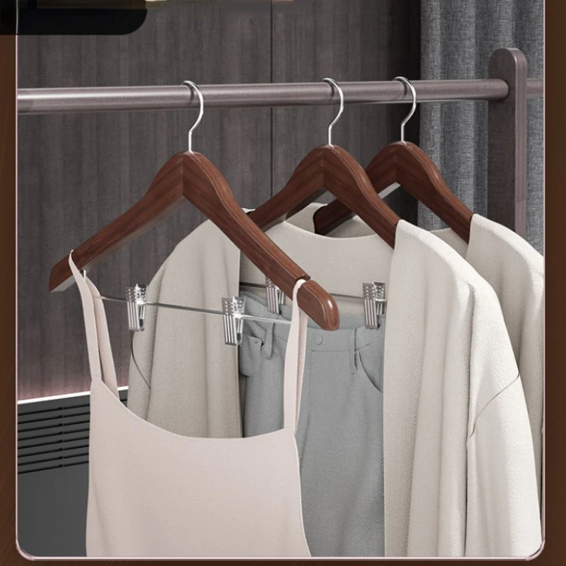 Wood Hangers Equipped with Clip Suit Set Clothes Support Rack Integrated Shops Hotel Dual-purpose Coat Pants Dress Storage Tools