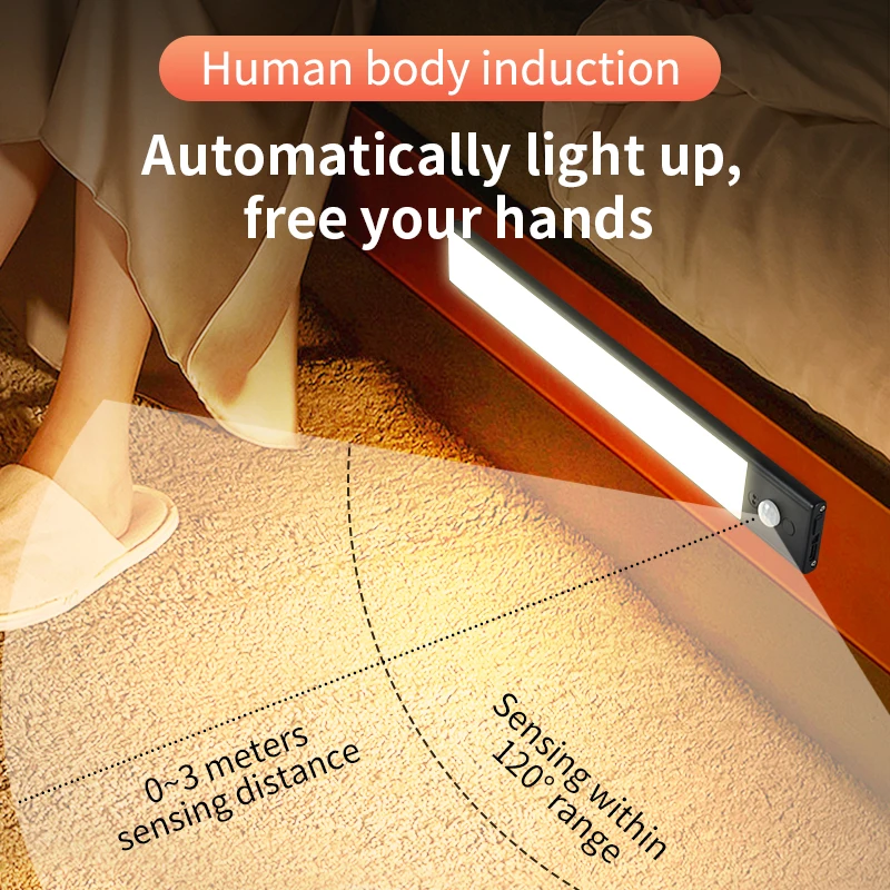 LED light Ultra-thin Intelligent Human Body Induction Three-Color Light Counter Lighting Magnetic Self-adhesive Night Light