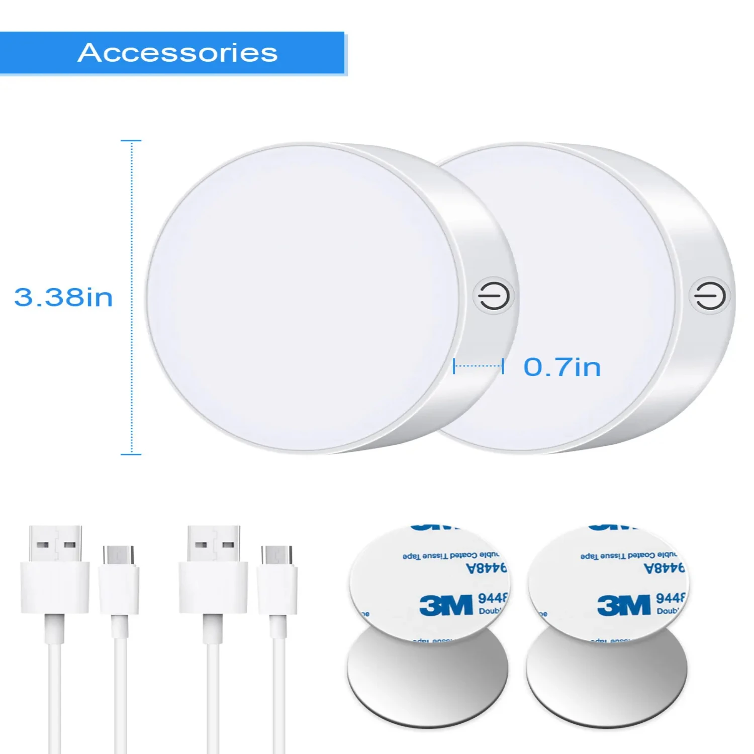 USB 충전식 LED 퍽 라이트, 밝기 조절 가능, 따뜻한 조명, 침실 야간 조명, 다목적, 컴팩트, 휴대용, 세련된, 신제품