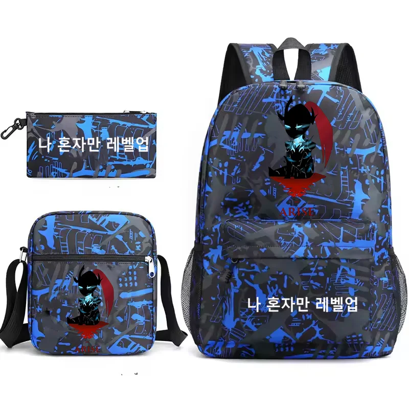 

New Solo Leveling 3Pcs/set Student Schoolbag Boy Girl Manga Travel Backpack Sung Jinwoo Cartoon School Bookbag with Shoulder Bag