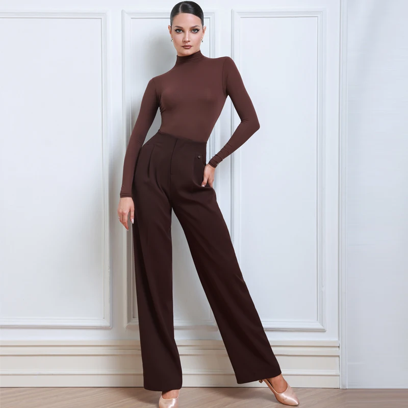 Abbigliamento da ballo femminile per donna, tango, competizione di danza moderna, abiti, collo alto, pantaloni da ballo a vita alta, top latino SL14721