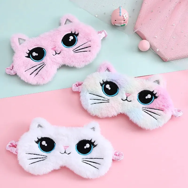 Cartoon Plush Eye Mask Simulation Silk Lunch Break Cute Students Cat Plush Eye Shading Tool Blackout Colorful Plush Eye Mask