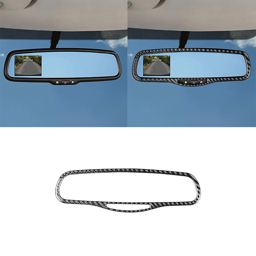 Car Interior Rearview Mirror Frame Decorate Cover Trim Decal for Chrysler 300 300C 2005 2006 2007 Accessories Carbon Fiber