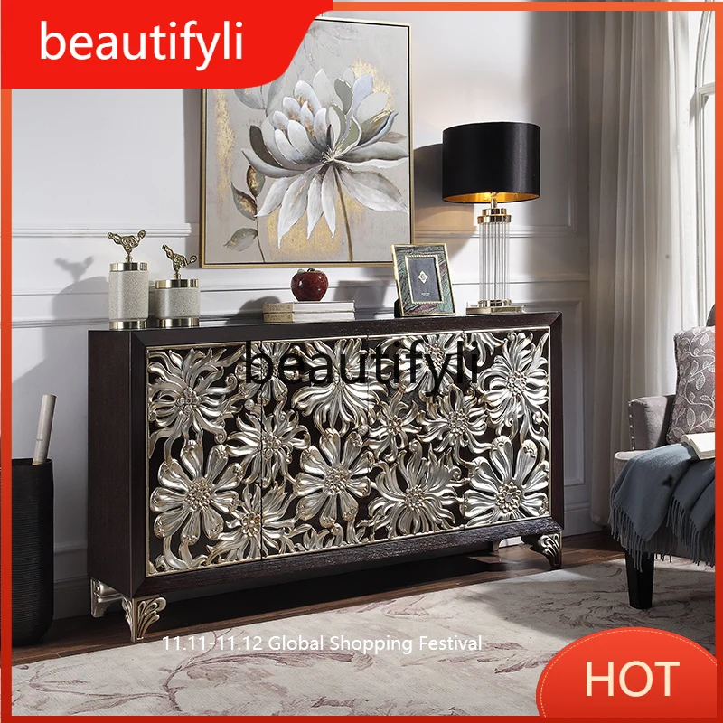 

Light luxury door cabinet, home shoe cabinet, European style door entry screen partition cabinet, solid wood storage cabinet D80