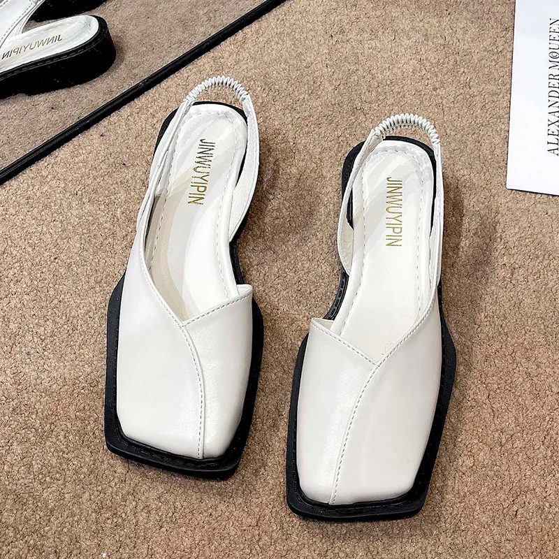 Women Heels Shoes New Low-heeled Sandals Summer of 2023 Women Low-heeled Flat Shoes with Elastic Band and Large Shoes Sandals