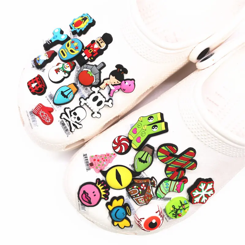 Original Christmas 1Pcs PVC Shoe Charms Accessories Santa New Year Festival Shoes Decoration for X-mas Kids Party Gift