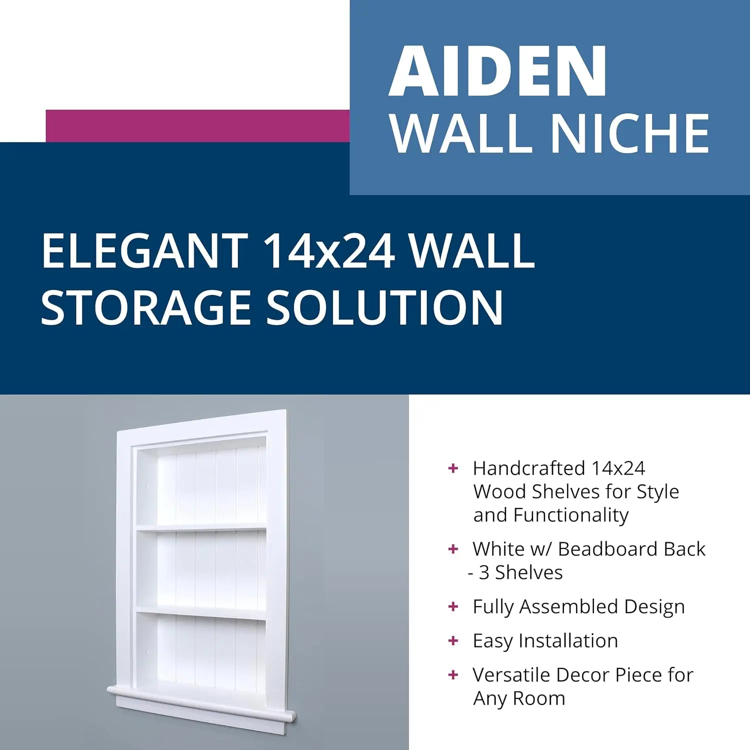 Furnishings 14x24 Aiden Recessed Wall Niche Medicine Cabinet Replacement, in The Wall Bathroom Cabinet Insert Shelf/Shelves