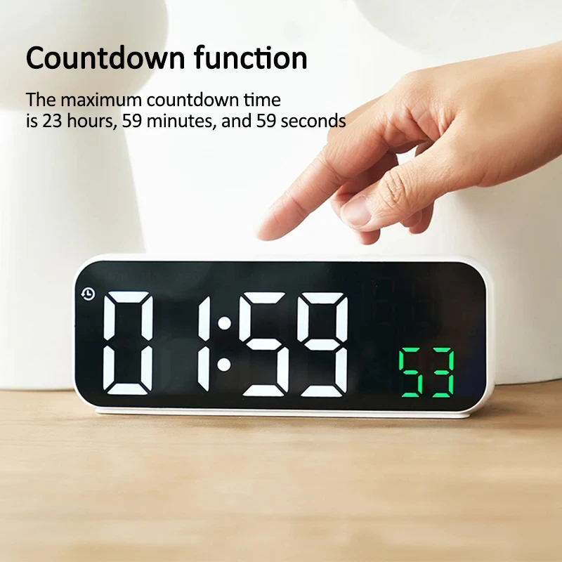 Digital Alarm Clock Temperature and Date Week Display Voice Control Table Clock 12/24H Electronic LED Alarm Clocks for Bedroom