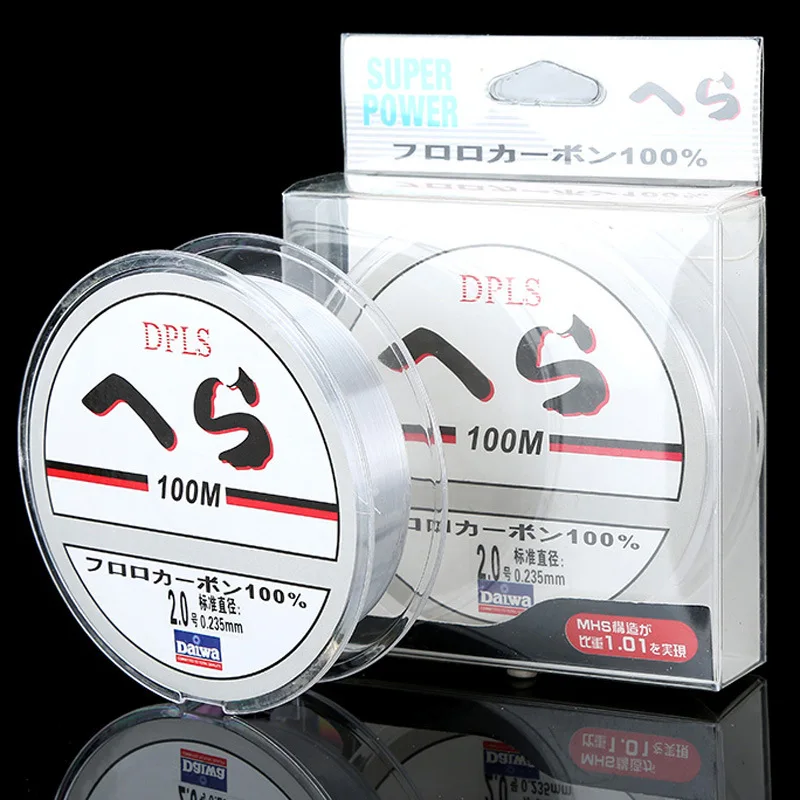 100m de qualidade superior fluorocarbon linha de pesca clara 4-32lb fibra carbono linha líder