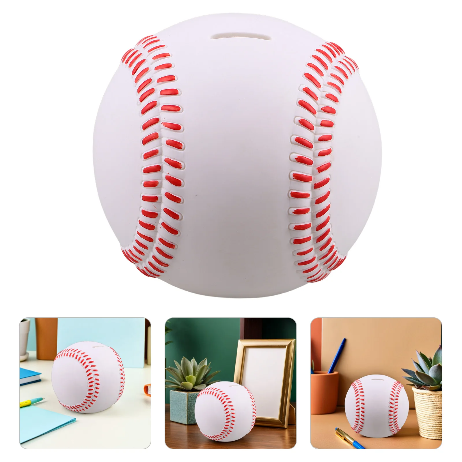 

Ceramic Baseball Piggy Bank 6-Inch Boys Coin Bank White Finish Sports Themed Nursery Decor Durable Ceramic Money Box