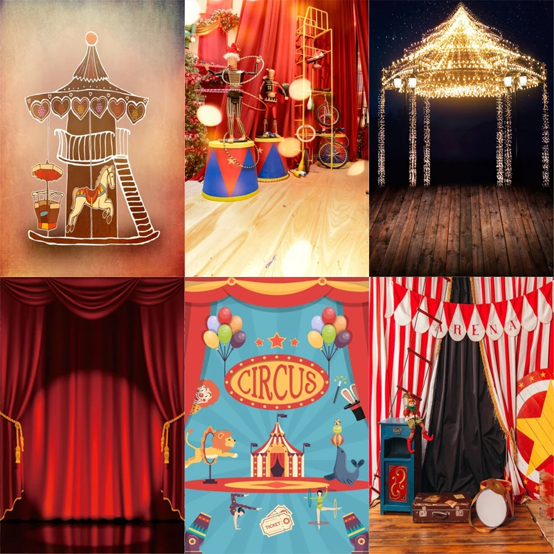 

Photography Backdrop Cartoon Baby's Circus Cruise Birthday Party Tent Custom Poster Portrait Photo Background Poster Photocall