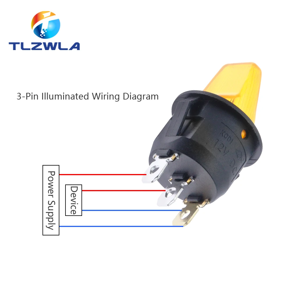 KCD1 Rocker Switch ON-OFF 12V LED Illuminated Lamp With Specail Button Toggle Switches For Auto Car Motor
