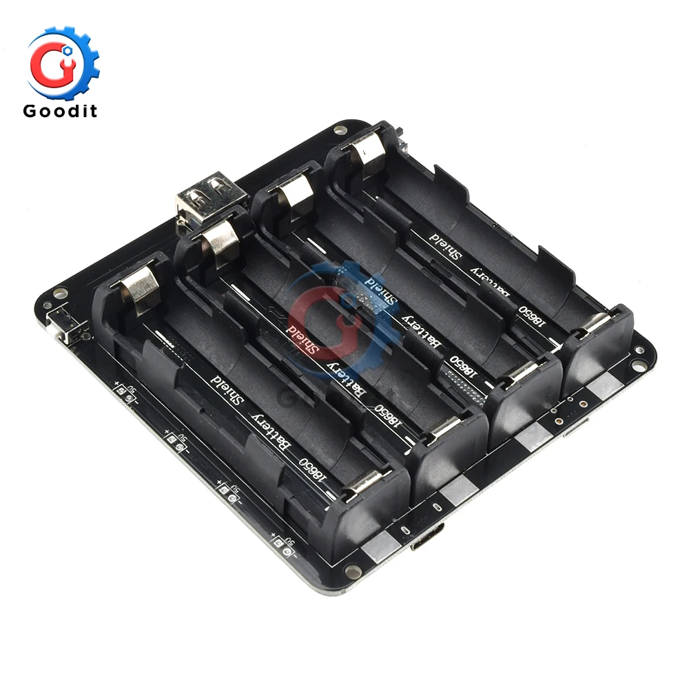 Imagem -06 - Escudo de Bateria de Lítio Módulo v9 Mobile Power Expansion Board 5v 3a 3v 1a Micro Usb Tipo-c para Arduino Esp32 Esp8266 4x18650
