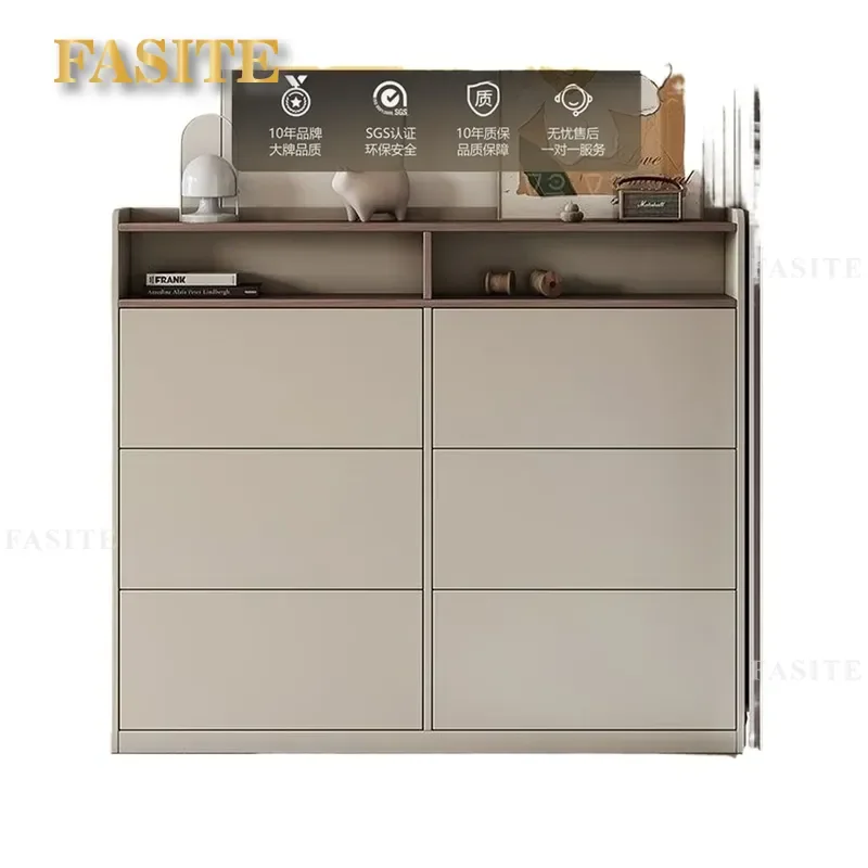 For Ultra-thin Solid Wood Shoe Cabinet Modern Narrow Entryway Storage Furniture Household Door Foyer Porch Organizer Space