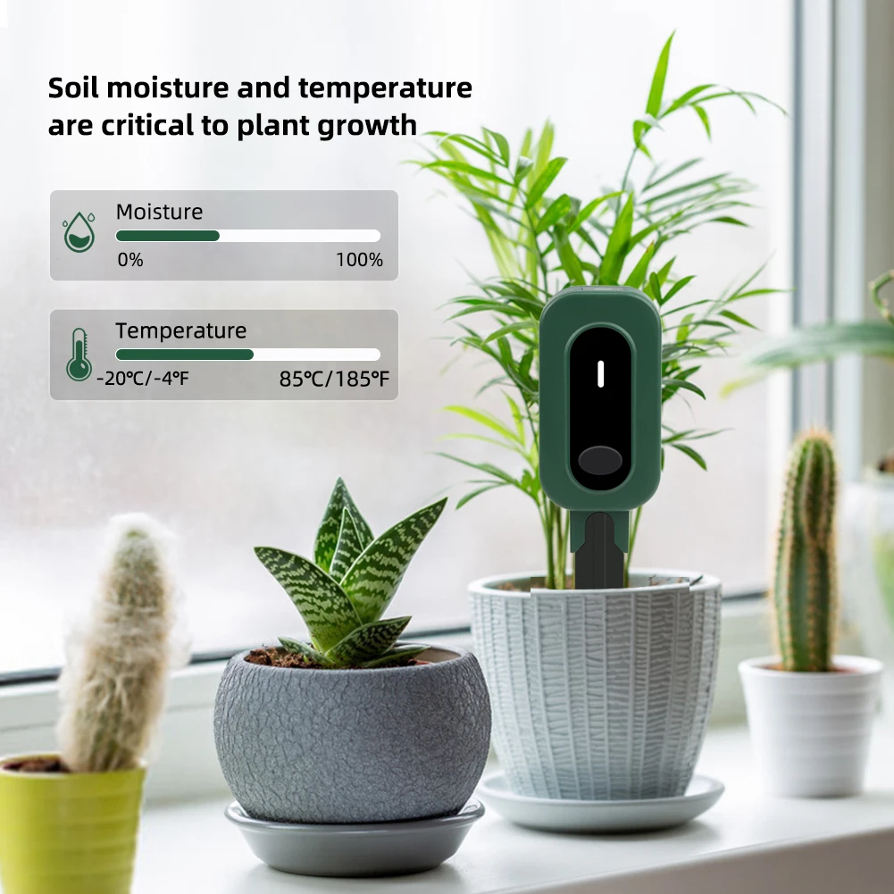 Zigbee Smart Soil Moisture Meter Tuya App Control Soil Tester Temperature Humidity Sensor for Gardens Potted