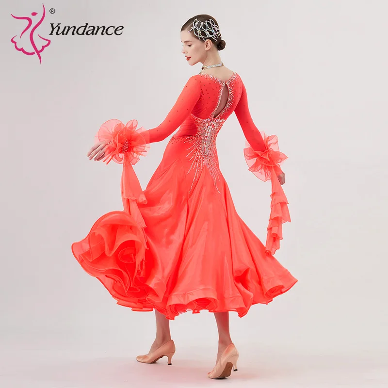 B-22182 New Women Modern Dance Rhinestone Color Diversity Dress Ballroom National Standard Waltz Competition Performance