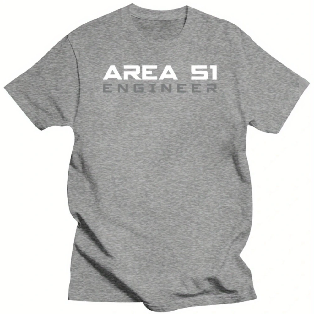 Men'S Area 51 Engineer Cotton T-Shirt UFO CIA Theme Casual Crew Neck Short Sleeve Alien Graphic Tee for Adults Teens