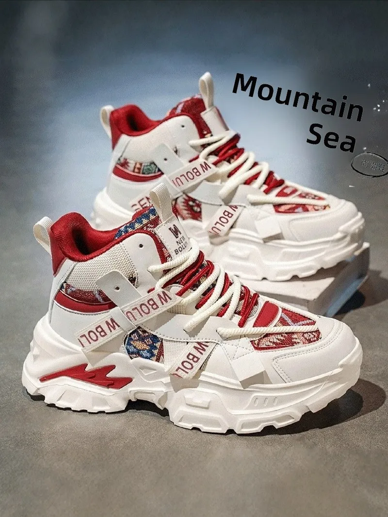 

Men's Casual Running Shoes 2026 New Style Summer Lucky Year Red Versatile Heightening Dad Trendy Shoes Breathable Wear-Resistant