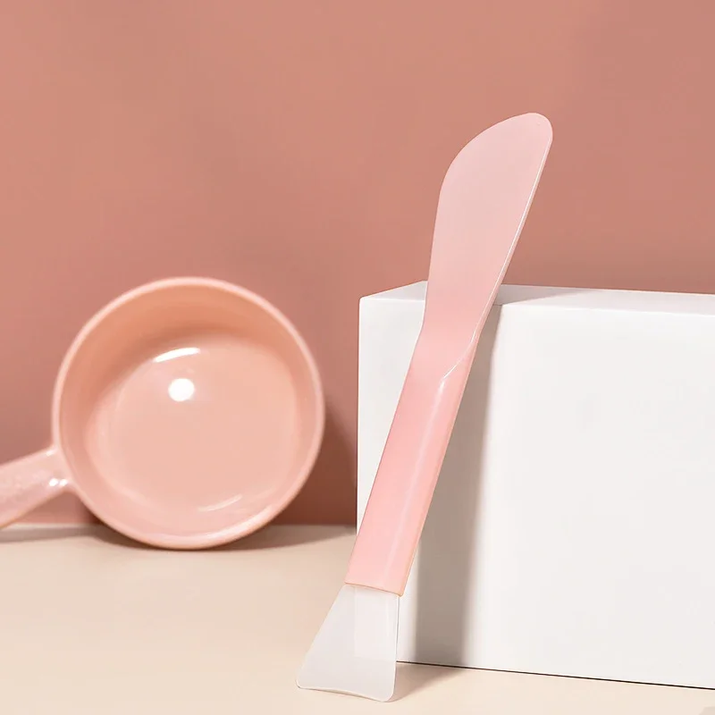 Brochas de maquillaje, cepillo para máscara Facial de doble cabezal, cepillo mezclador de barro de silicona rosa, aplicador de licuadora, herramientas cosméticas de belleza para el cuidado de la piel