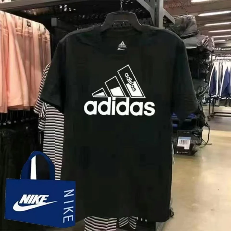 

Футболки для тренировок Adidas для мужчин и женщин, дышащие, противоусадочные, хит продаж, модные, рубашки с короткими рукавами черного цвета