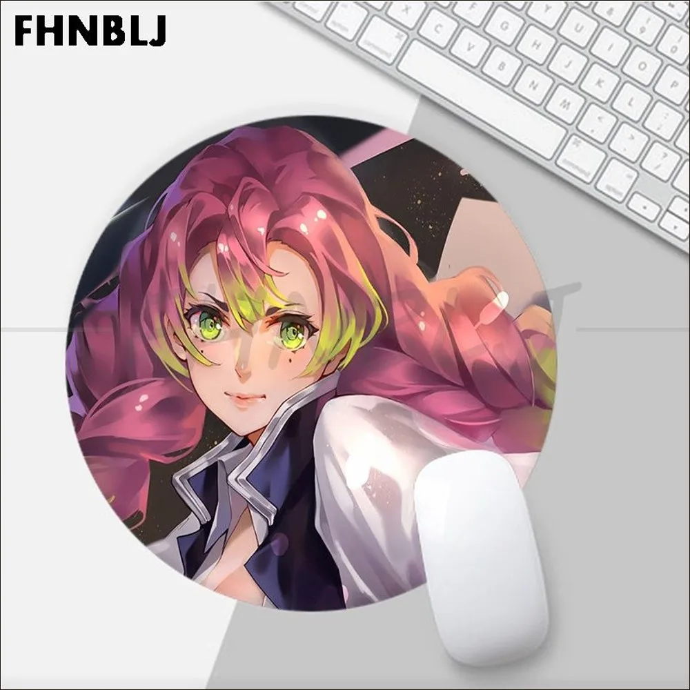 Demon Slayer Kanroji Mousepad Small Round Office Student Gaming Thickened Pad Non-slip Cushion Mouse Pad For PC Computer Table