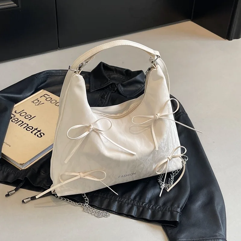 

Korean Fashion Pu Leather Bow Shoulder Bag Women Armpit Bag Tote Bags for Women Bucket Bag Handbag Women Underarm Bags