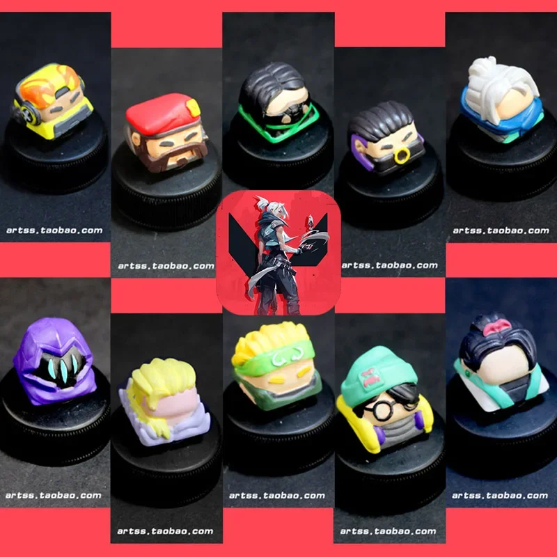 Valorant Keycap Oem Customized 3d Three-Dimensional Resin High Quality Cross Axial Keycaps Sova Reyna Omen Cypher Sage Jett Skye