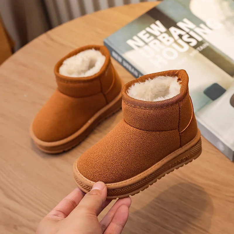 

Outdoor Children Winter Causal Cotton Boots Warm Versatile Girls Fashion Ankle Snow Boots Simple School Kids Boys Plush Boots