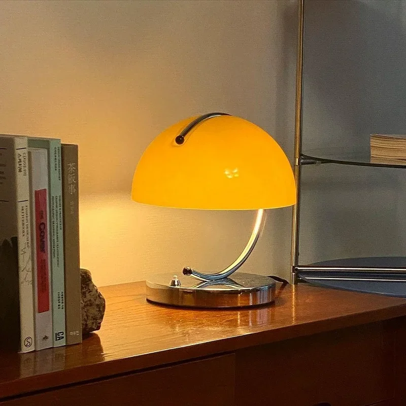 Bedside Pudding Table Lamp Vintage Orange Glass Desk Light Nordic Dining Romm Kitchen Bauhaus Standing Lamp LED Study Home Decor