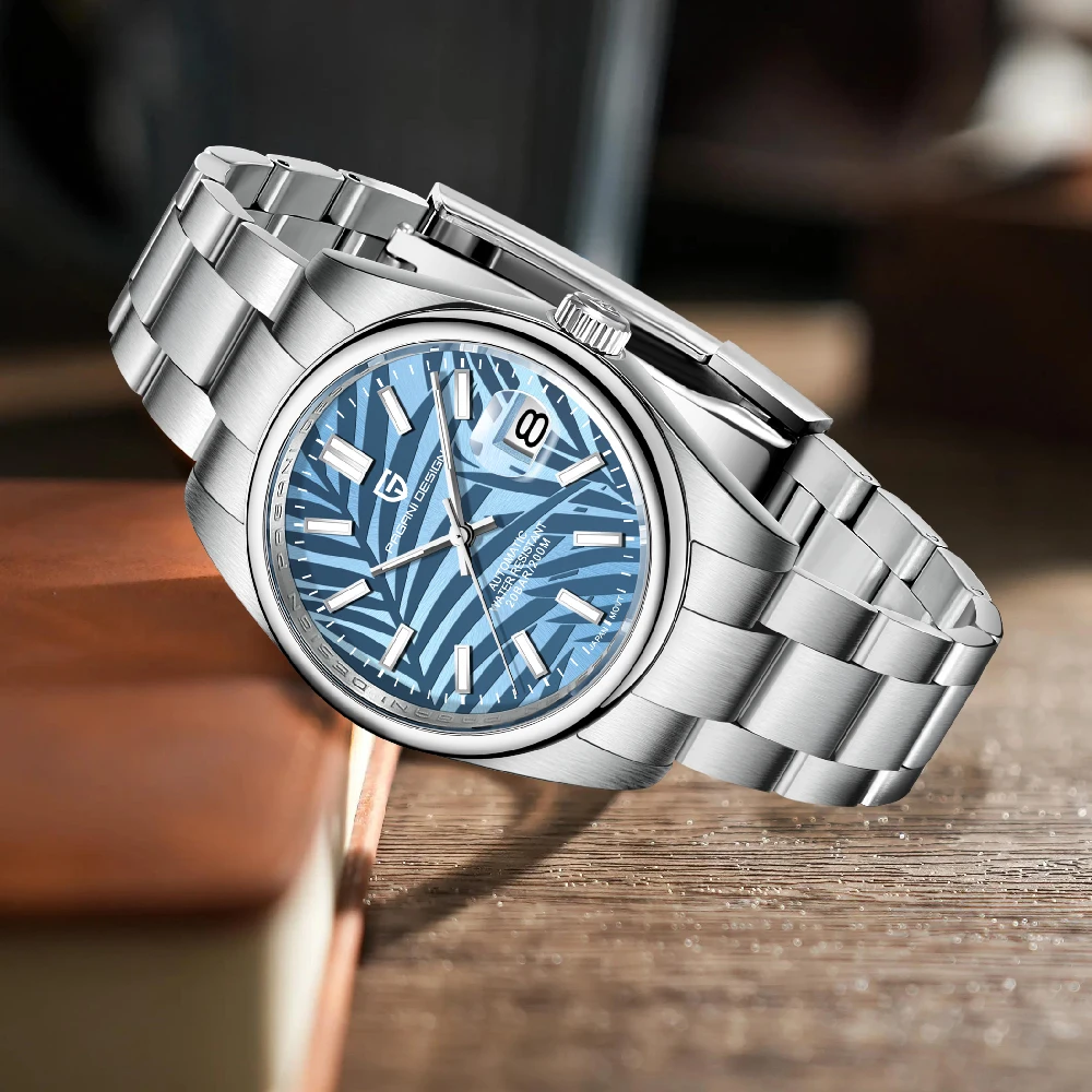 

Новинка 2023 года PAGANI DESIGN, мужские часы с пальмовым листом, брендовые автоматические механические часы с сапфировым стеклом, водонепроницаемые наручные часы 100 м