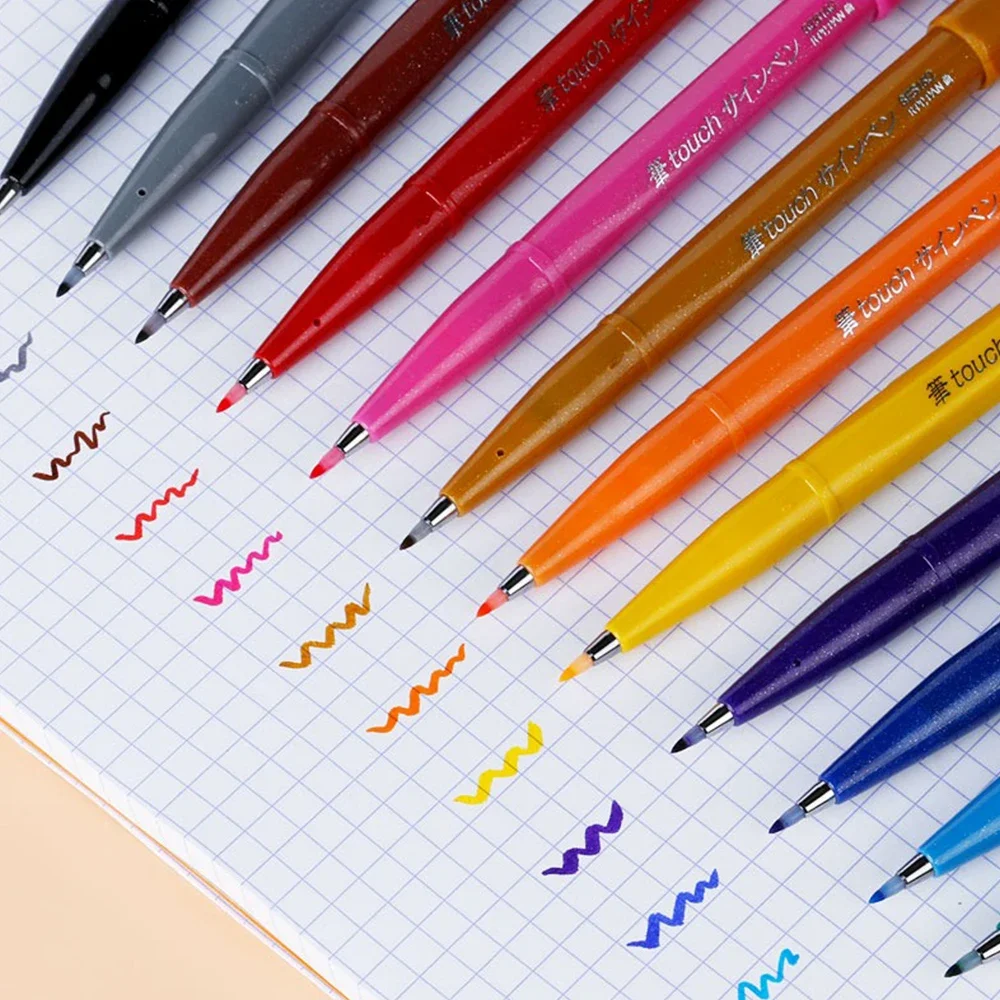 1pcs Japan Pentel TOUCH Color Soft Head Brush Hand Account Greeting Card Writing Practice Signature 24 Color Full Art Supplies