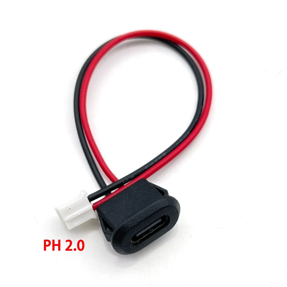 Conector USB à prova d'água com fio de solda, soquete fêmea, compressão direta, interface de carregamento, tipo C, 2 pinos, base fêmea