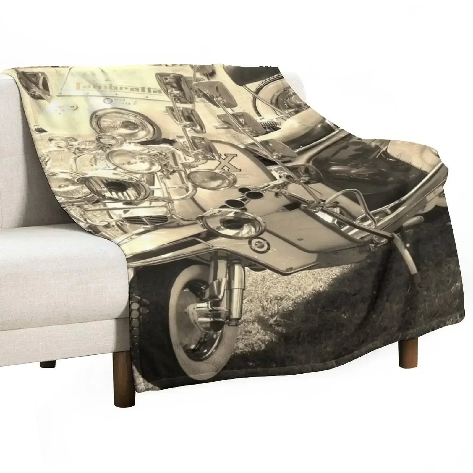 Lambretta Scooter Throw Blanket Furry Extra Large Throw Plush Heavy Giant Sofa sofa bed Blankets