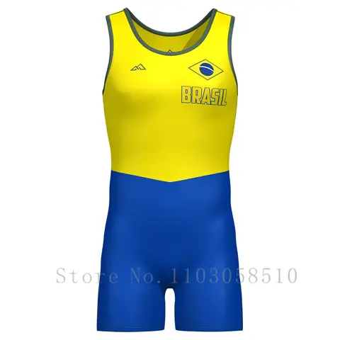 Wrestling Training Competition Tight Clothes Weightlifting Men One-piece Professional Wrestling Suit Swimming Rowing Running