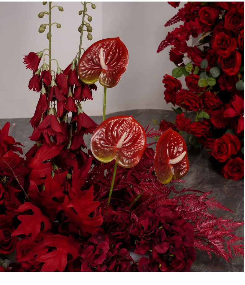Künstliche Blumenarrangements Hornbogen Rote Rosen Hortensien Hochzeitsdekoration Blumenständer Bodenblumen Event-Tischdekoration Kugel – Detail 7