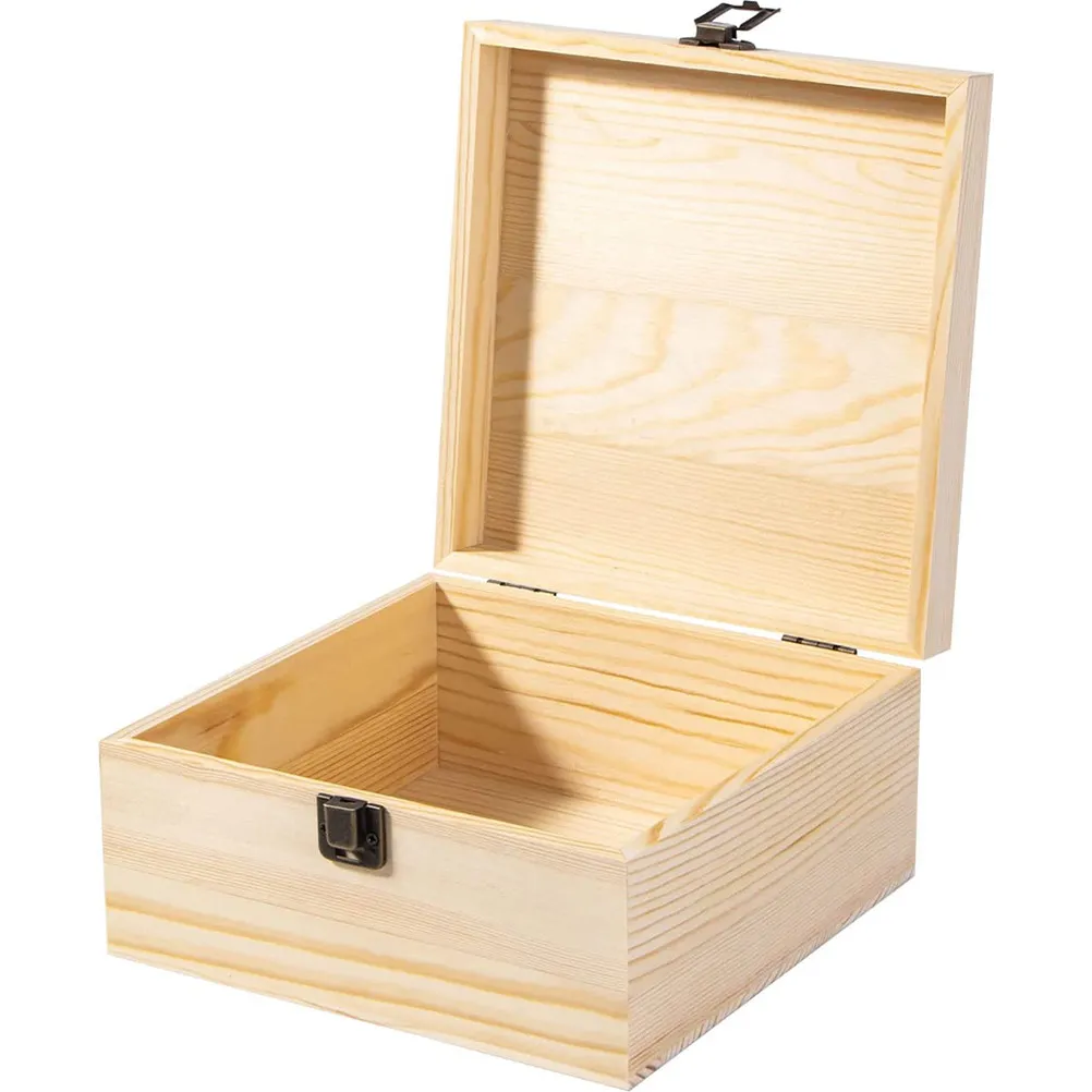 

Необработанная деревянная коробка для хранения, натуральное дерево, настольный органайзер с замком, для украшений, декоративная коробка для поделок, контейнер для памятных вещей, подарочная упаковка