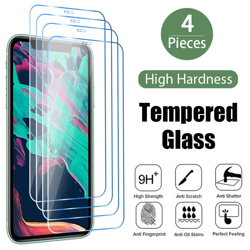 4PCS Tempered Glass for iPhone 13 12 11 Pro Max Mini Screen Protector for iPhone 14 Pro Max 7 8 6 6S Plus SE 2020 X XR Xs Glass