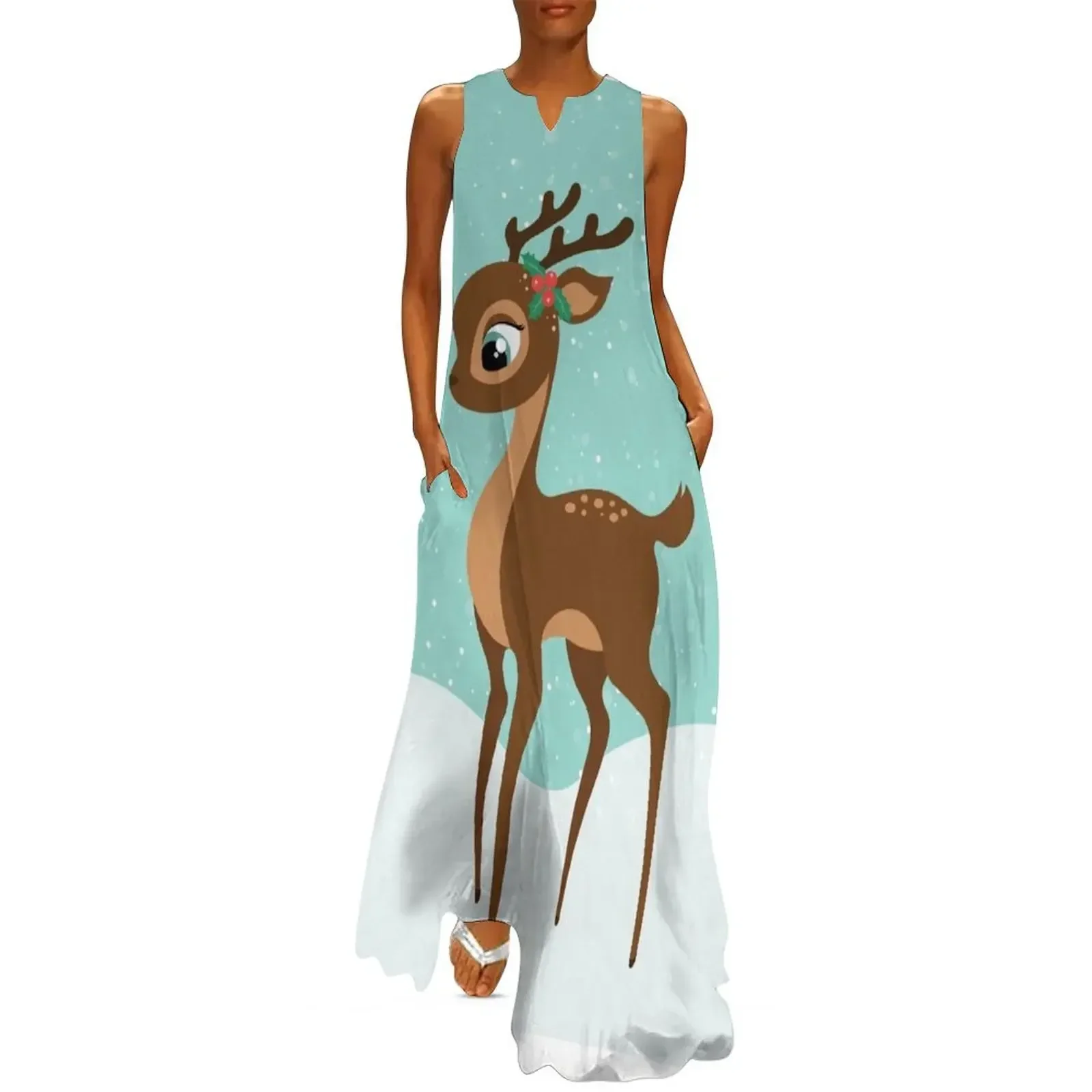 

A cute Christmas baby deer Long Dress Dresses for wedding party Woman's evening dress ceremony dresses dress korean style