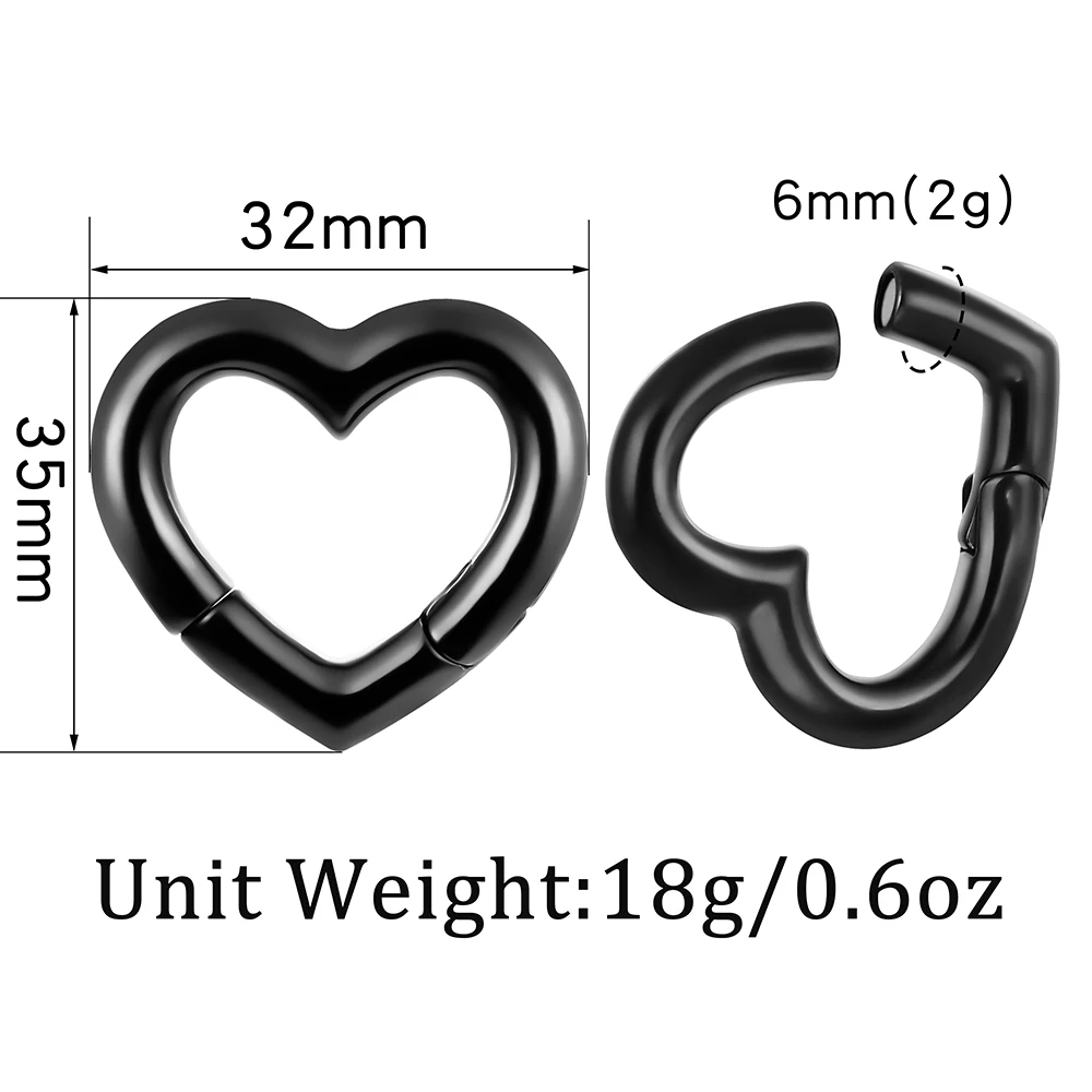 Twolobes 2PCS Heart 316 Stainless Steel Gauges Tunnels For Stretched Lobe Ear Weights Hangers Piercing Body Jewelry