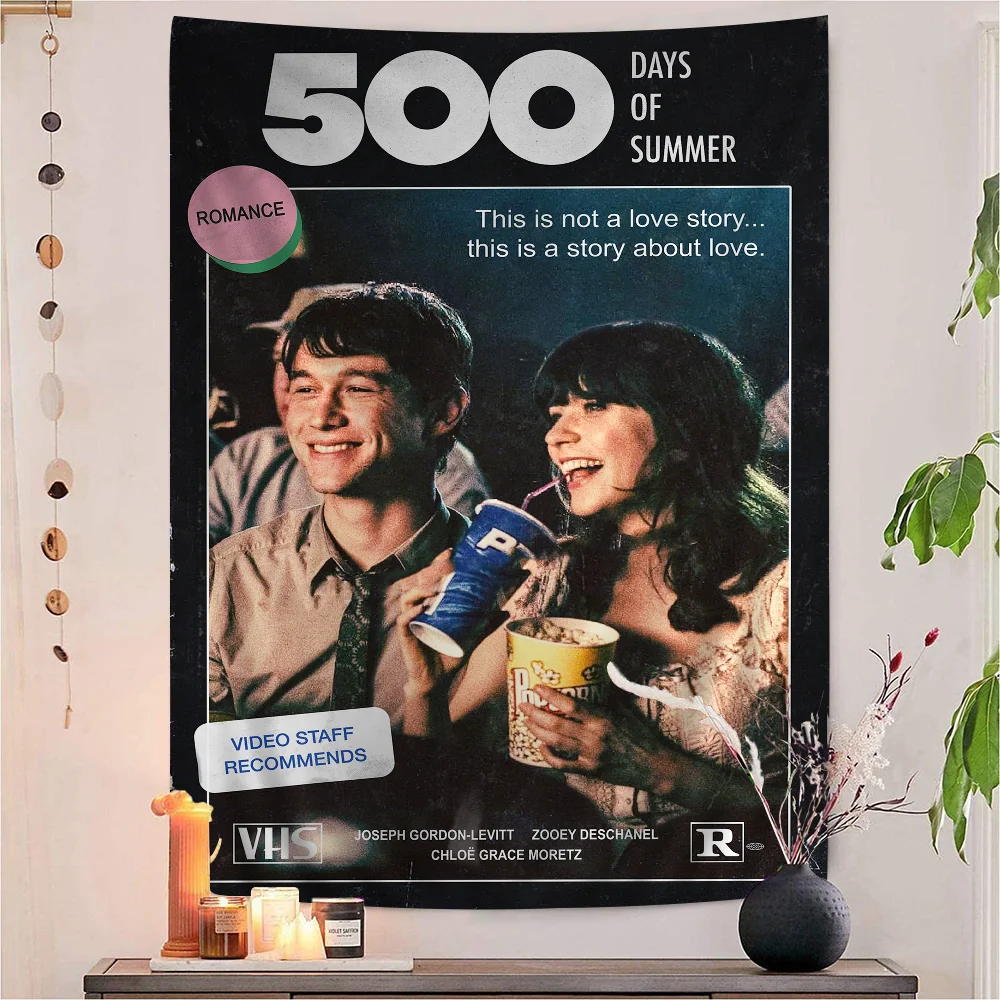 

Romantic Inspired Movie 500 Days Of Summer Anime Tapestry Hanging Tarot Hippie Wall Rugs Dorm Wall Hanging Sheets