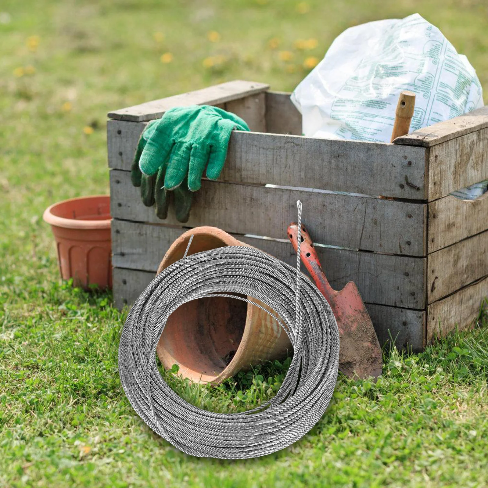 

1Set Stainless Steel Wire Rope Kit Thimble Rope Rigging Cable Railing Kit Outdoor Garden Fence Clothesline Lighting